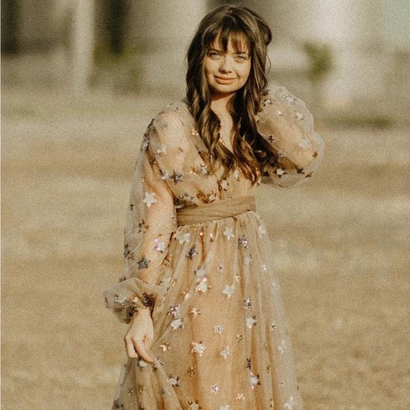 Nordstrom Silk MIDI Dress (tan) - Picture 5 of 5